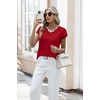 image:imageWIHOLL Womens Summer Tops Cap Sleeve Sweater V Neck Shirts Beach Vacation Clothes Business Casual Fashion ClothingRed
