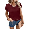 image:imageWIHOLL Womens Summer Tops Cap Sleeve Sweater V Neck Shirts Beach Vacation Clothes Business Casual Fashion ClothingRed Wine