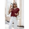 image:imageWIHOLL Womens Summer Tops Cap Sleeve Sweater V Neck Shirts Beach Vacation Clothes Business Casual Fashion ClothingRed Wine