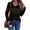 image:imageWIHOLL Womens Sweaters Trendy Tops Long Sleeve Shirts Fall Outfits FashionLeopard Brown