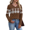 image:imageWIHOLL Womens Sweaters Trendy Tops Long Sleeve Shirts Fall Outfits FashionPlaid Brown