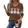 image:imageWIHOLL Womens Sweaters Trendy Tops Long Sleeve Shirts Fall Outfits FashionPlaid Brown