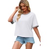 image:imageWIHOLL Womens T Shirts Loose Fit Short Half Sleeve Crew Neck Oversized Tshirts Color Block Summer Tops Fashion 2026All White