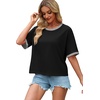 image:imageWIHOLL Womens T Shirts Loose Fit Short Half Sleeve Crew Neck Oversized Tshirts Color Block Summer Tops Fashion 2026Black