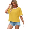 image:imageWIHOLL Womens T Shirts Loose Fit Short Half Sleeve Crew Neck Oversized Tshirts Color Block Summer Tops Fashion 2026Lemon Yellow