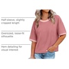 image:imageWIHOLL Womens T Shirts Loose Fit Short Half Sleeve Crew Neck Oversized Tshirts Color Block Summer Tops Fashion 2026Pink