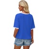 image:imageWIHOLL Womens T Shirts Loose Fit Short Half Sleeve Crew Neck Oversized Tshirts Color Block Summer Tops Fashion 2026Royal Blue