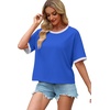 image:imageWIHOLL Womens T Shirts Loose Fit Short Half Sleeve Crew Neck Oversized Tshirts Color Block Summer Tops Fashion 2026Royal Blue