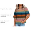 image:imageWIHOLL Womens T Shirts Loose Fit Short Half Sleeve Crew Neck Oversized Tshirts Color Block Summer Tops Fashion 2026Striped Brown