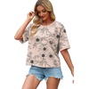 image:imageWIHOLL Womens T Shirts Loose Fit Short Half Sleeve Crew Neck Oversized Tshirts Color Block Summer Tops Fashion 2026The Printed Khaki