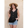 image:imageWIHOLL Womens Tank Tops Loose Casual Summer Tops Eyelet V Neck Basic Sleeveless Shirts Trendy 2026Black