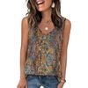 image:imageWIHOLL Womens Tank Tops Loose Casual Summer Tops Eyelet V Neck Basic Sleeveless Shirts Trendy 2026Orange Ethnic Floral