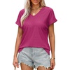 image:imageWIHOLL Womens Tops Short Sleeve Basic Summer V Neck T Shirts Dressy Casual Loose Fit Eyelet Tees Cute Flowy Fashion OutfitsHot Pink