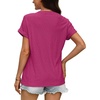 image:imageWIHOLL Womens Tops Short Sleeve Basic Summer V Neck T Shirts Dressy Casual Loose Fit Eyelet Tees Cute Flowy Fashion OutfitsHot Pink
