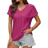 image:imageWIHOLL Womens Tops Short Sleeve Basic Summer V Neck T Shirts Dressy Casual Loose Fit Eyelet Tees Cute Flowy Fashion OutfitsHot Pink