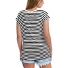image:imageWIHOLL Womens V Neck Ruched Cap Sleeve T ShirtBlack Stripe