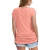 image:imageWIHOLL Womens V Neck Ruched Cap Sleeve T ShirtCoral