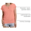 image:imageWIHOLL Womens V Neck Ruched Cap Sleeve T ShirtCoral
