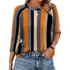 image:imageWIHOLL 34 Length Sleeve Womens Tops Summer Basic Business Casual Blouses 2025 FashionBpatternedkhaki Stripe
