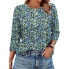 image:imageWIHOLL 34 Length Sleeve Womens Tops Summer Basic Business Casual Blouses 2025 FashionDpatternedfloral Blue