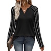 image:imageWIHOLL Long Sleeve Shirts for Women Color Block Raglan Tops Fall FashionBlack Striped