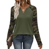 image:imageWIHOLL Long Sleeve Shirts for Women Color Block Raglan Tops Fall FashionCamo Army Green