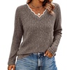 image:imageWIHOLL Long Sleeve Womens Shirts Lightweight Fall Tunic Top V Neck Sweaters01khaki