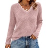 image:imageWIHOLL Long Sleeve Womens Shirts Lightweight Fall Tunic Top V Neck Sweaters05pink