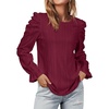 image:imageWIHOLL Puff Sleeve Tops for Women Crewneck Eyelet Tunic Shirts Fall Clothes