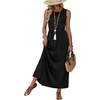 image:imageWIHOLL Summer Dresses Babydoll Maxi Dress Empire Waist Beach Vacation Sundresses 2026 with PocketsBlack