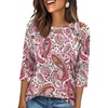 image:imageWIHOLL Womens Blouses Dressy Casual 34 Length Sleeve Tops Spring Summer Shirts Business Casual Outfits VacationPattern Pink Boho