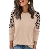 image:imageWIHOLL Womens Fall Sweaters Contrast Raglan Sleeve Tops Fashion ClothingApricotleopard