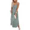 image:imageWIHOLL Womens Maxi Dresses for Women Casual Long Summer Sun Dresses 2026 Spaghetti Strap Hawaiian Vacation Outfits for WomenFloral Green White Print