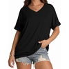 image:imageWIHOLL Womens Oversized Tshirts Summer Tops 2025 Short Sleeve V Neck Shirts Outfits Plus Size Clothes1black
