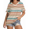 image:imageWIHOLL Womens Oversized Tshirts Summer Tops 2025 Short Sleeve V Neck Shirts Outfits Plus Size Clothes2orange Stripes