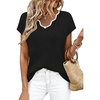 image:imageWIHOLL Womens Summer Tops Cap Sleeve Sweater V Neck Shirts Beach Vacation Clothes Business Casual Fashion Clothing0black