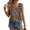 image:imageWIHOLL Womens Tank Tops Loose Casual Summer Tops Eyelet V Neck Basic Sleeveless Shirts Trendy 2026Orange Ethnic Floral