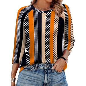 image:imageWIHOLL 34 Length Sleeve Womens Tops Summer Basic Business Casual Blouses 2025 FashionBpatternedkhaki Stripe