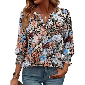 image:imageWIHOLL 34 Length Sleeve Womens Tops Summer Shirts Spring Vacation Outfits Dressy Casual Trendy Fall S3XL03floral Khaki
