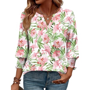image:imageWIHOLL 34 Length Sleeve Womens Tops Summer Shirts Spring Vacation Outfits Dressy Casual Trendy Fall S3XL03romantic Rose