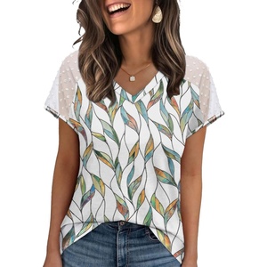 image:imageWIHOLL Summer Tops for Women V Neck TShirts Swiss Dot Short Sleeve Shirts Casual Fashion Blouses