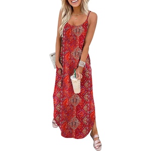image:imageWIHOLL Womens Maxi Dresses for Women Casual Long Summer Sun Dresses 2026 Spaghetti Strap Hawaiian Vacation Outfits for WomenFloral Boho 4