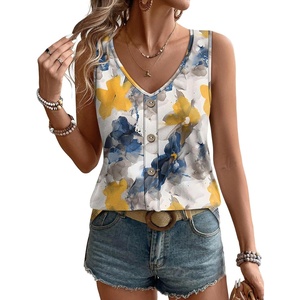 image:imageWIHOLL Womens Tank Tops Loose Casual Summer Tops Eyelet V Neck Basic Sleeveless Shirts Trendy 2026Patternedflower