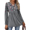 image:imagePlus Size Clothes for Women Trendy Fall Fashion Must Haves Long Sleeve Ladies Tops Business Casual Work Shirts Floral Grey 3XL