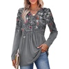 image:imagePlus Size Clothes for Women Trendy Fall Fashion Must Haves Long Sleeve Ladies Tops Business Casual Work Shirts Floral Grey 3XL