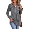 image:imagePlus Size Clothes for Women Trendy Fall Fashion Must Haves Long Sleeve Ladies Tops Business Casual Work Shirts Floral Grey 3XL