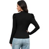 image:imageWIHOLL Long Sleeve Shirt for Women Puff Sleeve Knit Tops Casual 2026Black