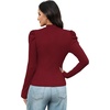image:imageWIHOLL Long Sleeve Shirt for Women Puff Sleeve Knit Tops Casual 2026Burgundy