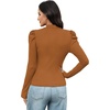 image:imageWIHOLL Long Sleeve Shirt for Women Puff Sleeve Knit Tops Casual 2026Caramel