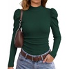 image:imageWIHOLL Long Sleeve Shirt for Women Puff Sleeve Knit Tops Casual 2026Green